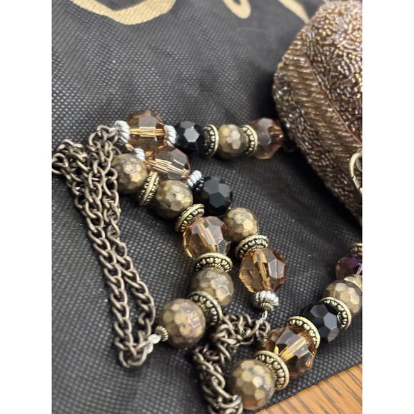 MARY FRANCES “PAINTER’S PALETTE” GOLD/RAINBOW BEADED HANDBAG/PURSE w/DUSTBAG - Picture 9 of 10